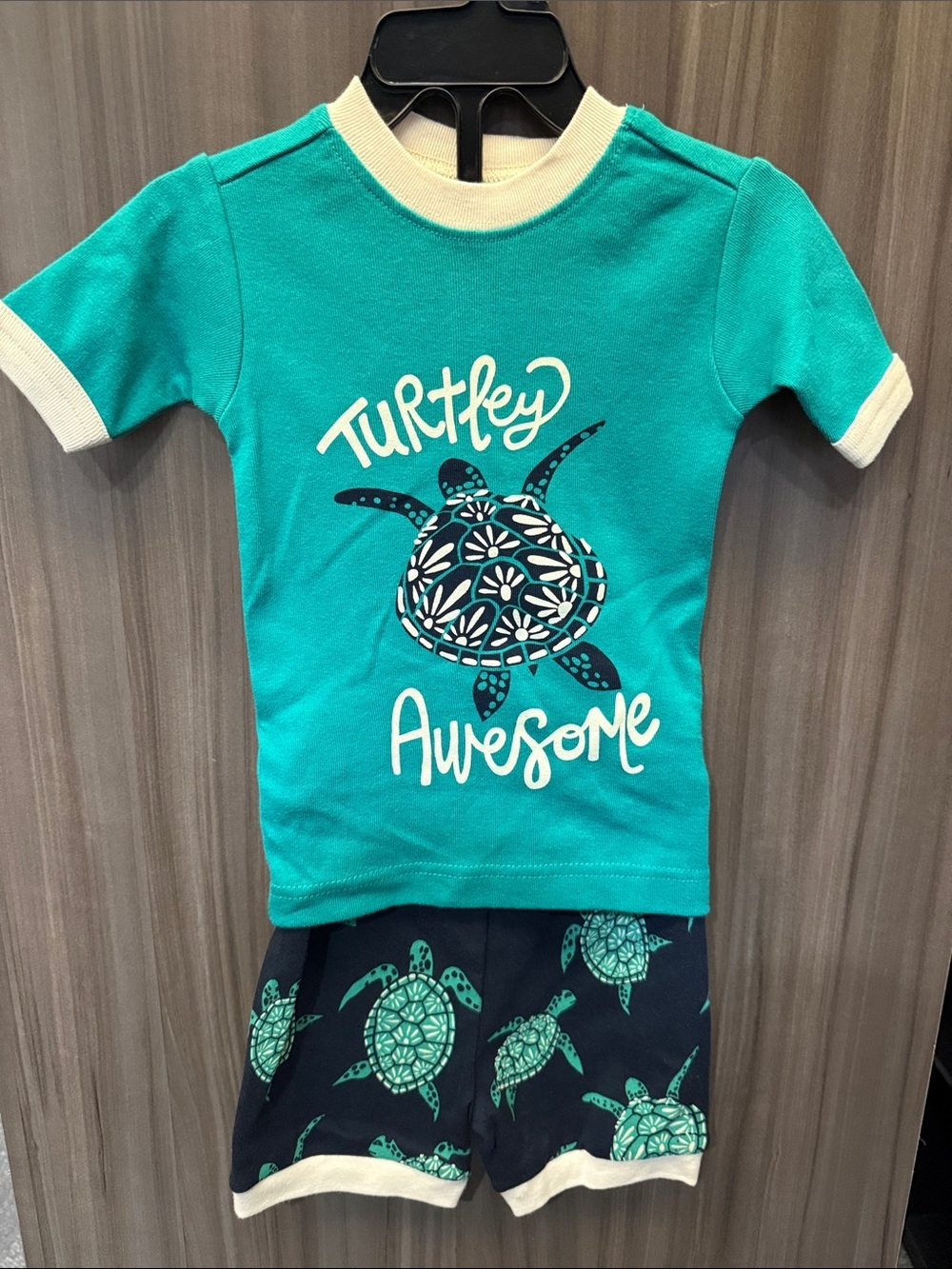 Lazy One Teal & Navy Turtle 'Turtley Awesome' Short Sleeve Top and Shorts
